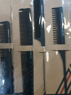 Χτένες σετ 4 τεμαχίων carbon καινούργιες, επαγγελματικές carbon fiber