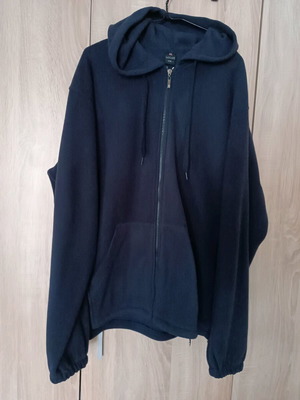 Men's fleece with hood and pockets used, size XXL, navy blue