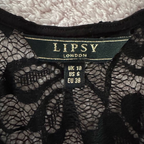 Lipsy London blouse with lace and 3/4 sleeve, new, black size M