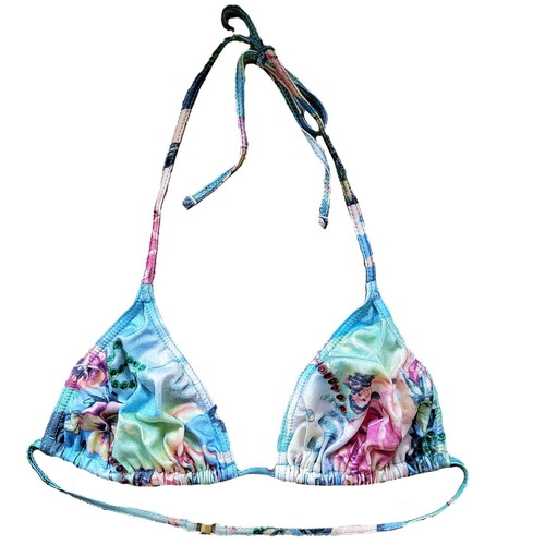 Vintage y2k fairycore coquette lolita graphic triangle bikini top used multicolor