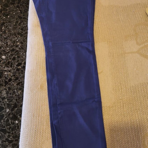 Women's straight linen pants H&M used, blue, size L