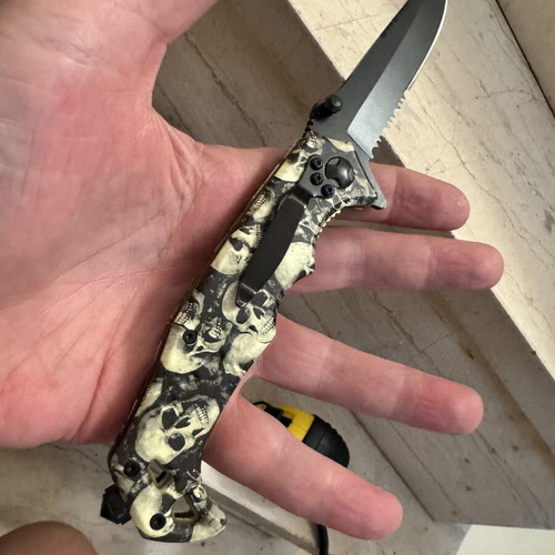 101 INC Skull decorative knife with embossed skulls, vintage gothic decor