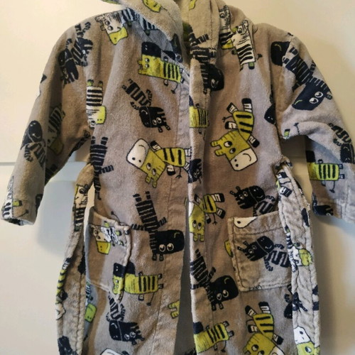 Children's bathrobe 18 months like new with hood and belt