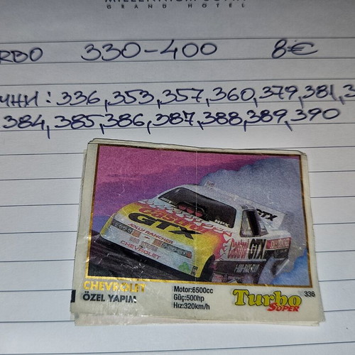 Turbo stickers used, incomplete series