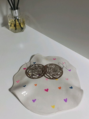 Handmade double-sided clay tray for jewelry and keys new