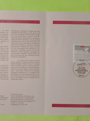 German 1999 stamp with Bonn first day cover, mint block of four