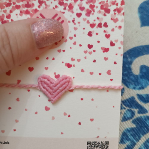 Macrame bracelet with heart, new, pink