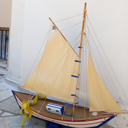 Large sailing ship miniature used, wood and paper
