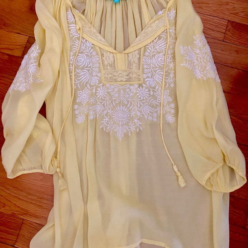 Boho blouse Melissa Odabash new, medium size, yellow with embroidery
