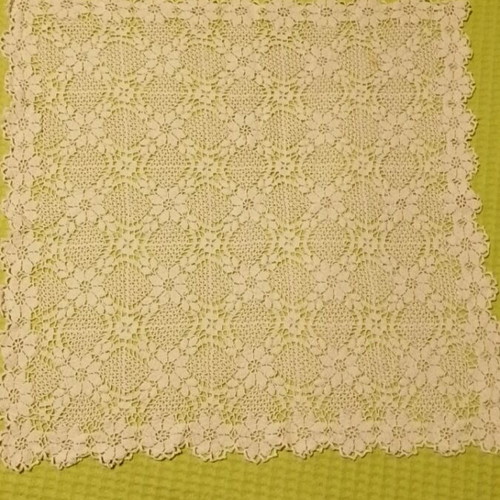 Handmade square table linen used, 0.45x0.45 m