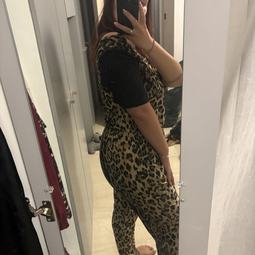 Leopard Print Jumpsuit with Black Sleeves XL/XXL like new