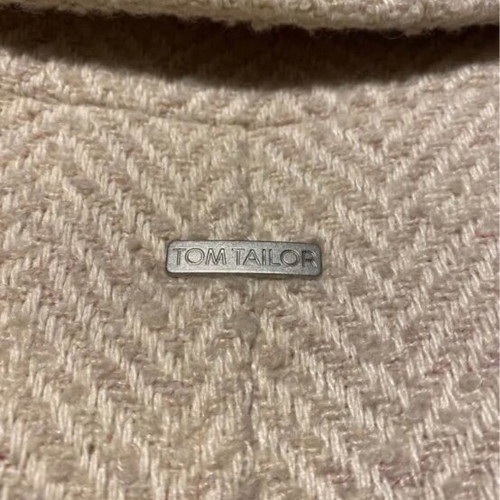 Tom Tailor women's coat vintage herringbone off white medium like new