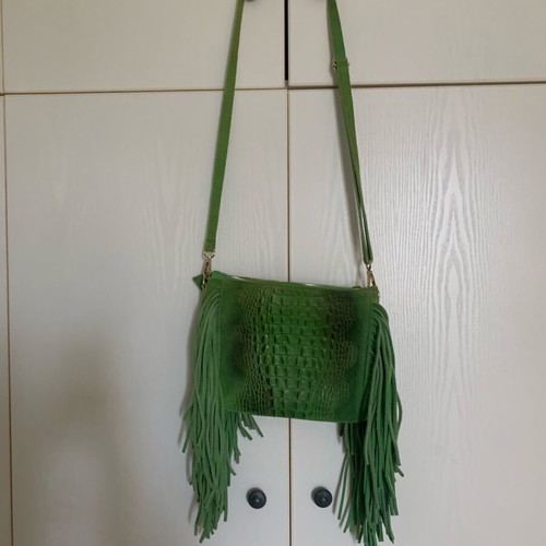 Green crossbody bag with fringes Haralas like new