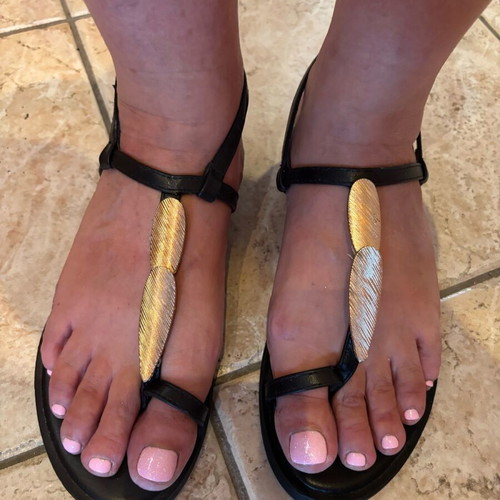 Black sandals with gold detail, size 41, like new