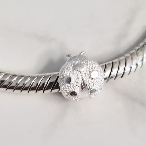 Pandora silver textured ladybird charm 925, new