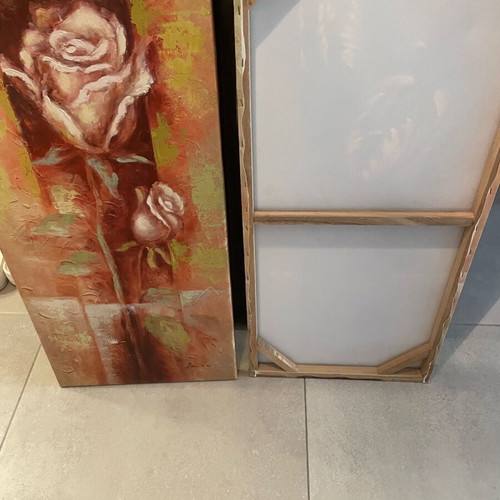 Flower art prints set in excellent condition 85x39cm, two pieces