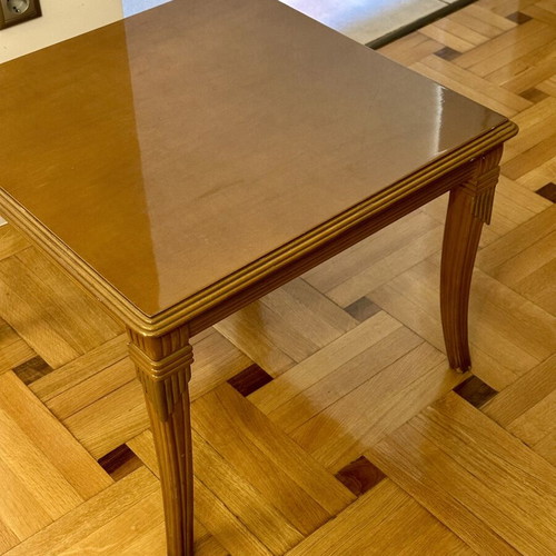 Carved oak square table like new