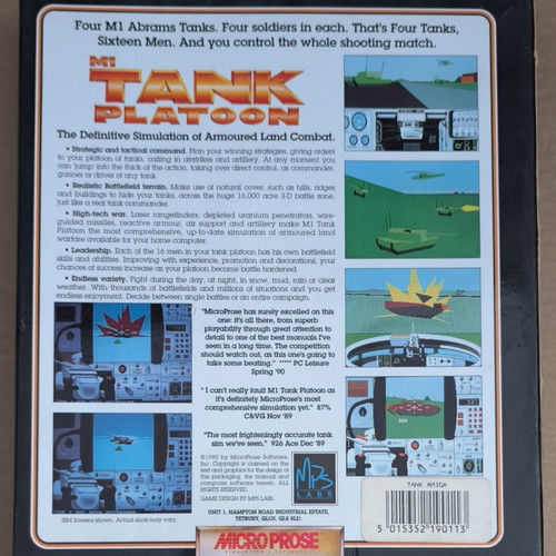 M1 Tank Platoon MicroProse Amiga game like new, complete in box