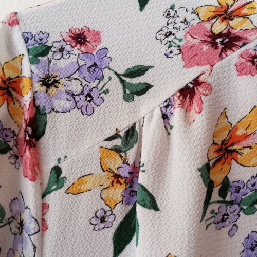 Floral Chiffon Blouse with Cut-out Neckline like new, size L