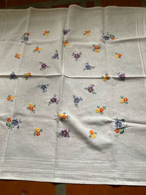 Handmade tablecloth used for small table