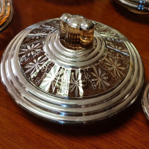 Vintage vanity set used, 5 pieces