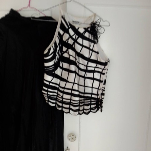 Maestri blouse skirt set medium satin black like new
