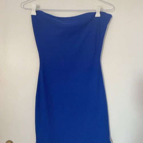 Shein strapless mini dress with back detail, blue, size S
