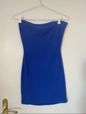 Shein strapless mini dress with back detail, blue, size S