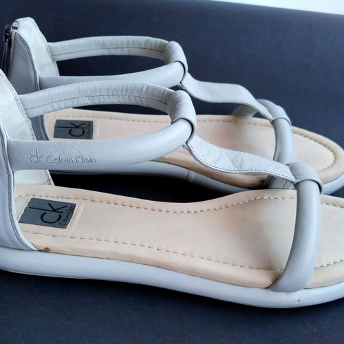 Calvin Klein flat sandals milky gray size 39 like new