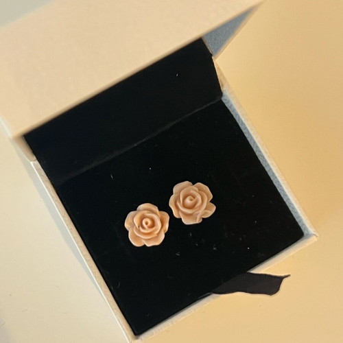 Rose earrings like new, beige and pink