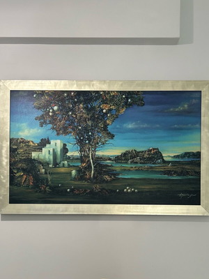Collectible oil print Landscape by Panteleon Th. like new