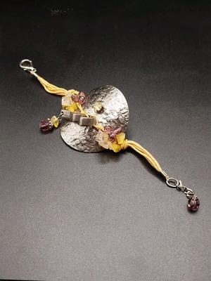 Handmade Greek bracelet with semi-precious stones and natural strap new