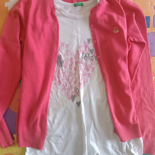 Benetton set jacket and t shirt 11-12 like new, pink