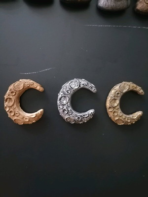 Handmade moon magnets new, painted plaster with acrylics