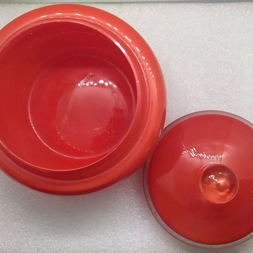 Vintage red glass fondantière from the 1950s like new