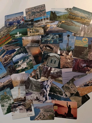 OTE phone cards used, collectible series of 46 with Greece themes
