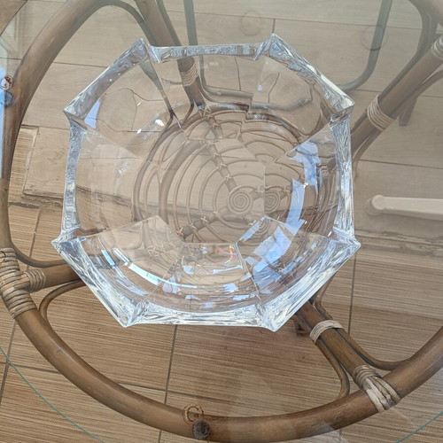 Large glass bowl fruit bowl, polygonal shape, clear thick glass