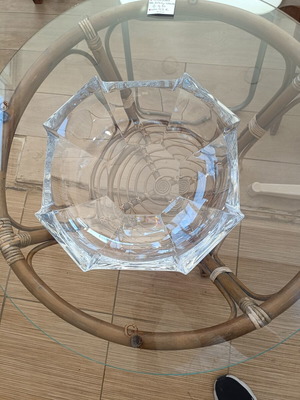 Large glass bowl fruit bowl, polygonal shape, clear thick glass