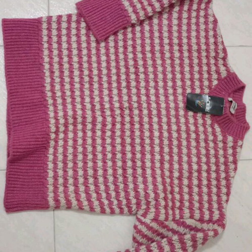 Knitted sweater new, winter, pink and purple stripes, oversize