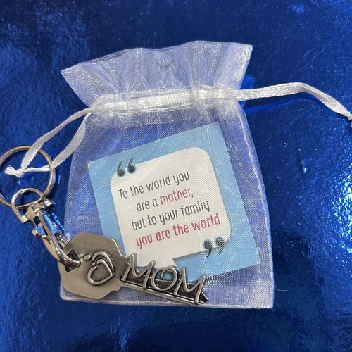 Key2Bme Inspirational Key-Shaped Keychain Mom New Silver