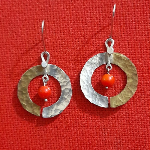 Handmade earrings silver 925, bronze, coral new