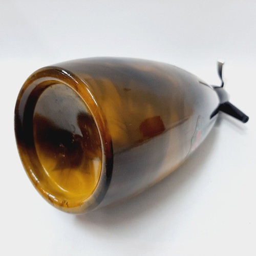 Vintage Soda Siphon Marble Brown Amber Floral Motif, Like New