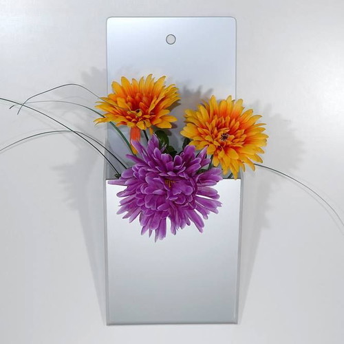 Wall vase for flowers made of plexiglas in various colors
