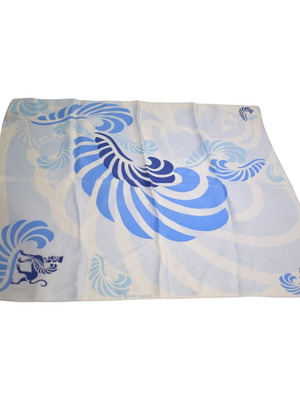 Freywille Silk Twill Scarf Sphinx Design like new, blue and white