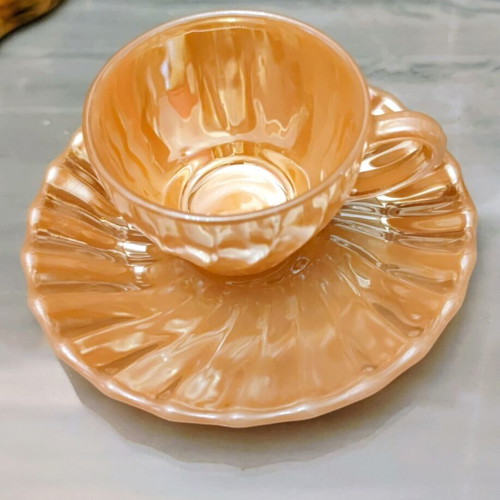 Vintage coffee and tea cups set used, 14 pieces with saucers