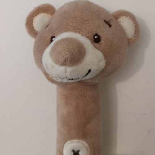 Kikka Boo bear squeaker toy and teether used
