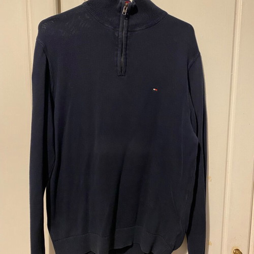 Tommy Hilfiger men's cotton sweater with zipper like new, blue size M