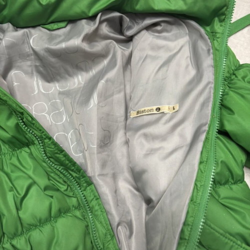 Biston short padded jacket with detachable fur like new, green