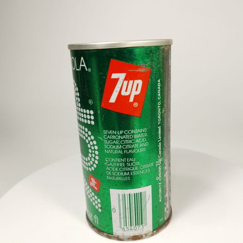 Seven Up The Uncola 10oz soda can vintage, used