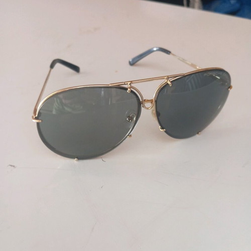 Porsche Design sunglasses unisex like new, gold titanium frame, black lenses
